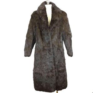 Vintage 1970s-80s Brown Rabbit Fur Long Coat